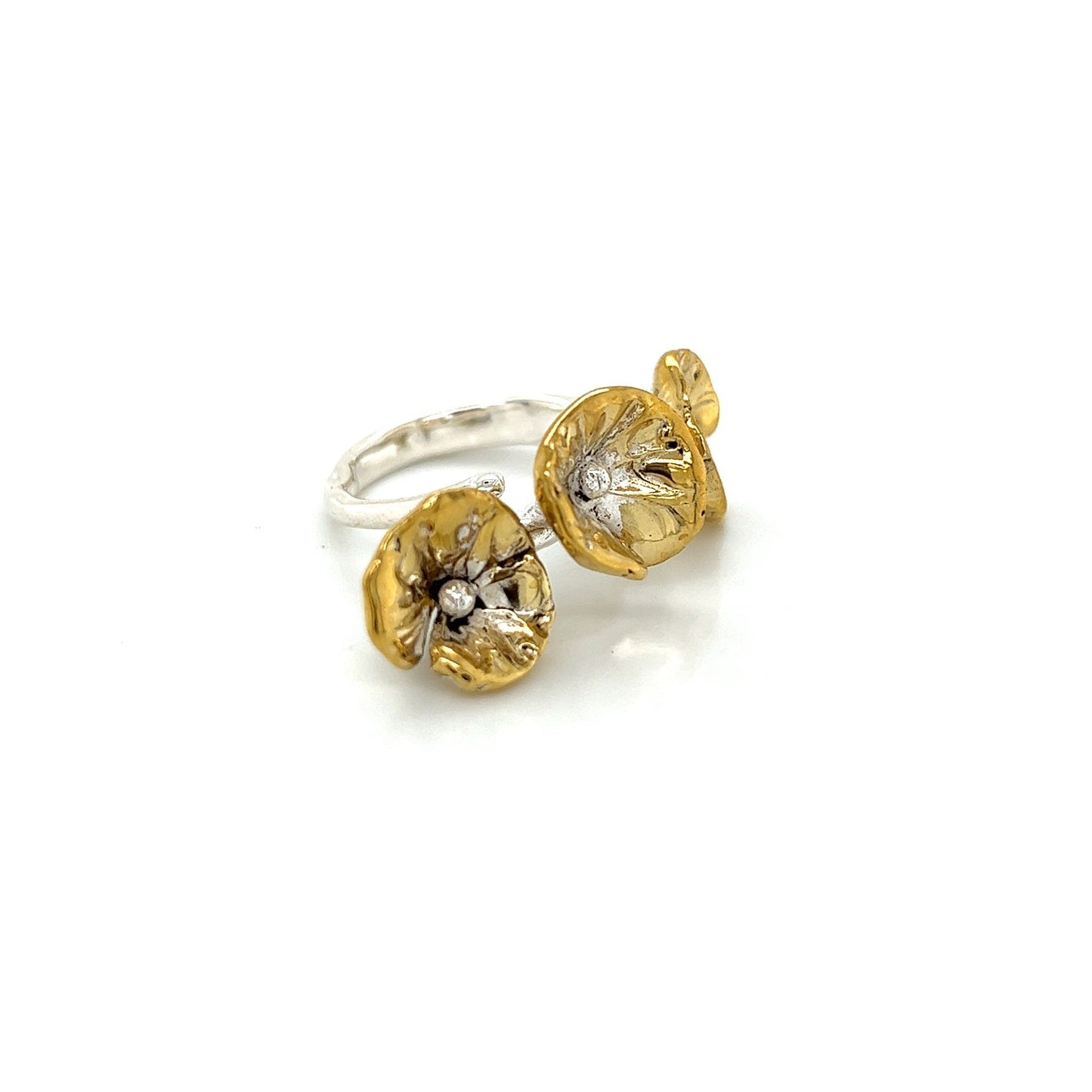 Large Poppy 2 Finger Adjustable Ring #146