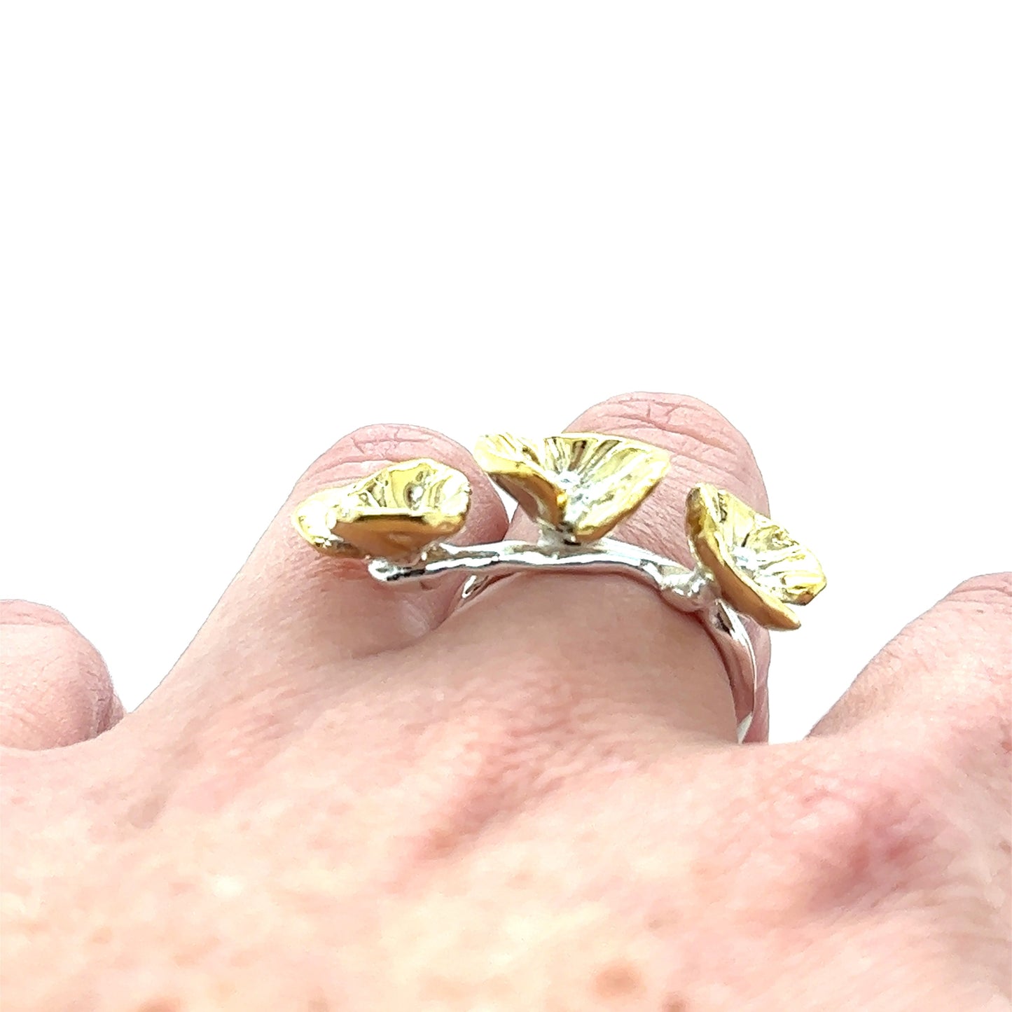 Large Poppy 2 Finger Adjustable Ring #146