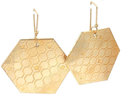 Queen Bee Honeycomb Dangle Earrings #114