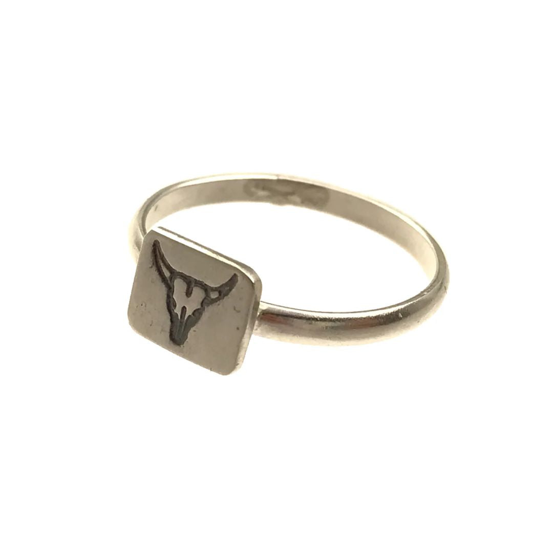 Longhorn Skull Stamped Ring #285