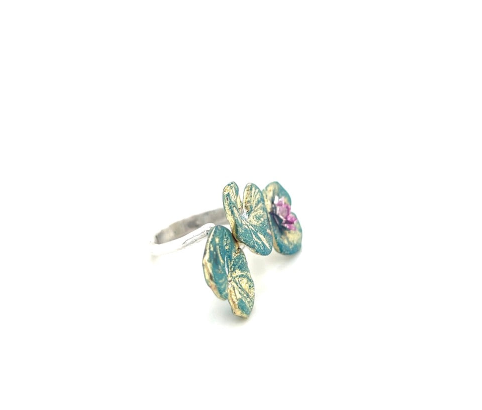 Lily Pad Lotus Two Finger Ring