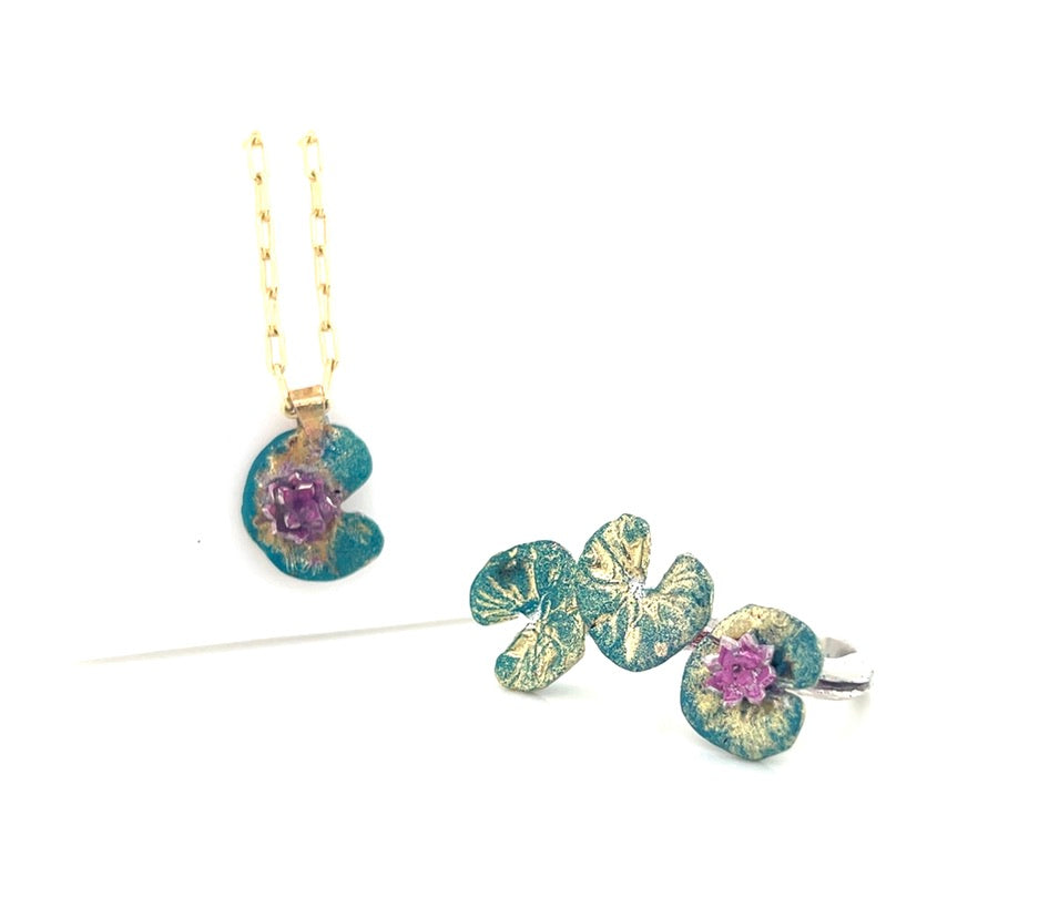 Lily Pad Lotus Two Finger Ring