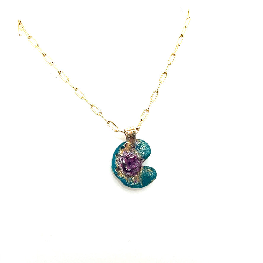 Lily Pad Lotus Necklace