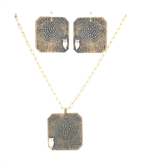 Deco Fanfare with Owl Earrings #95