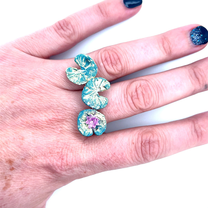 Lily Pad Lotus Two Finger Ring