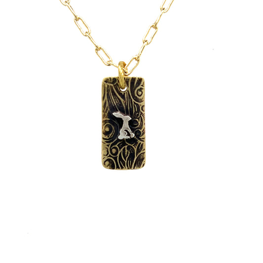 Nouveau Frame Necklace with Jackrabbit #8b