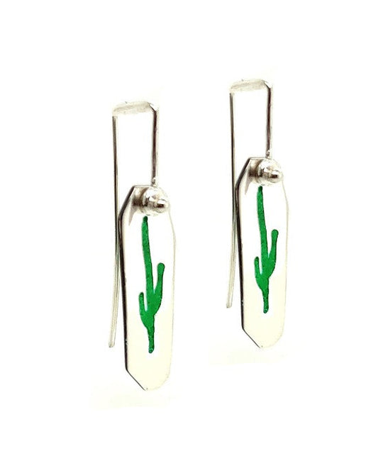 Saguaro with Enamel Earrings #13a