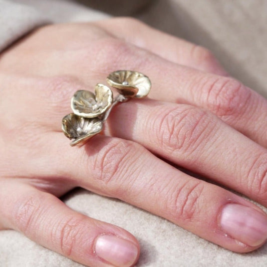 Large Poppy 2 Finger Adjustable Ring #146