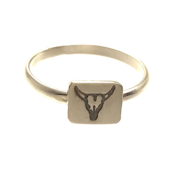 Longhorn Skull Stamped Ring #285