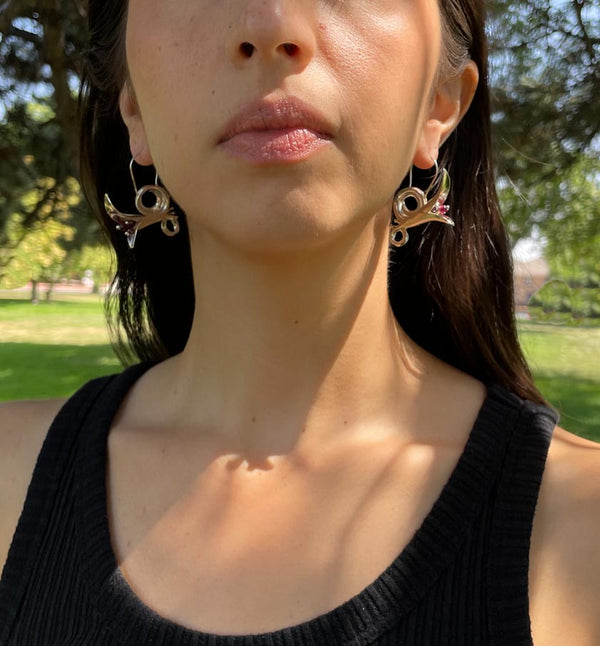 Wow Earrings with Garnet #179