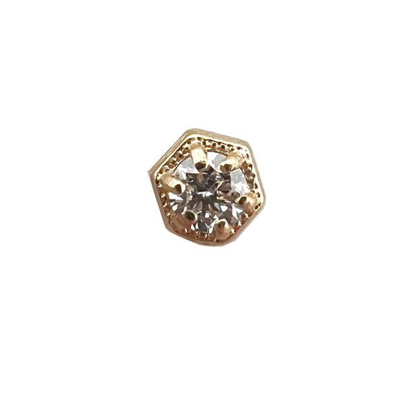 14k Hexagon Nose Ring with Dimond
