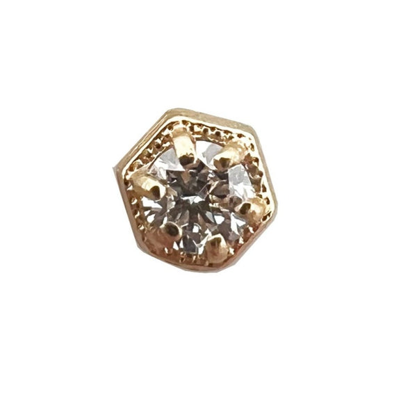 14k Hexagon Nose Ring with Dimond