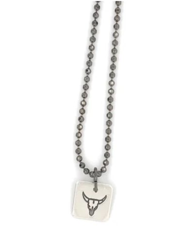 Longhorn Skull Stamped Necklace #284