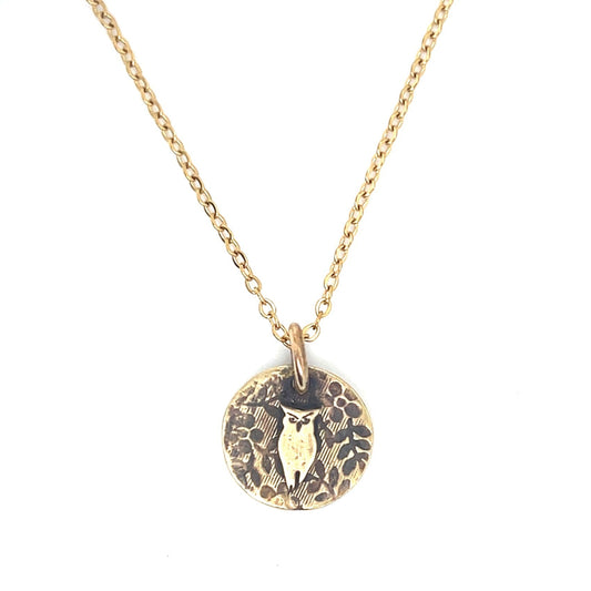 Owl Charm Necklace Round #133CH