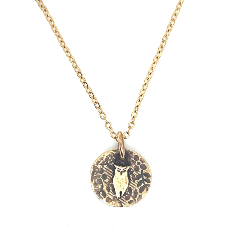 Owl Charm Necklace Round #133CH