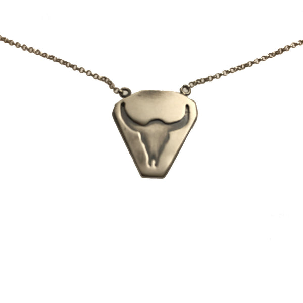 Tough! Longhorn Silhouette Pendant Double Ring Necklace