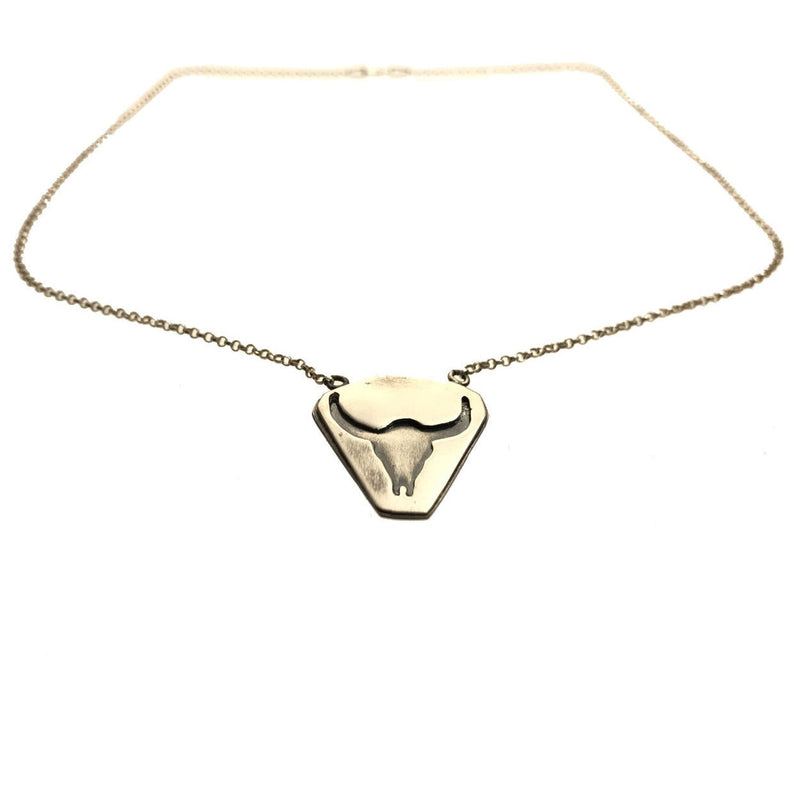 Tough! Longhorn Silhouette Pendant Double Ring Necklace #305