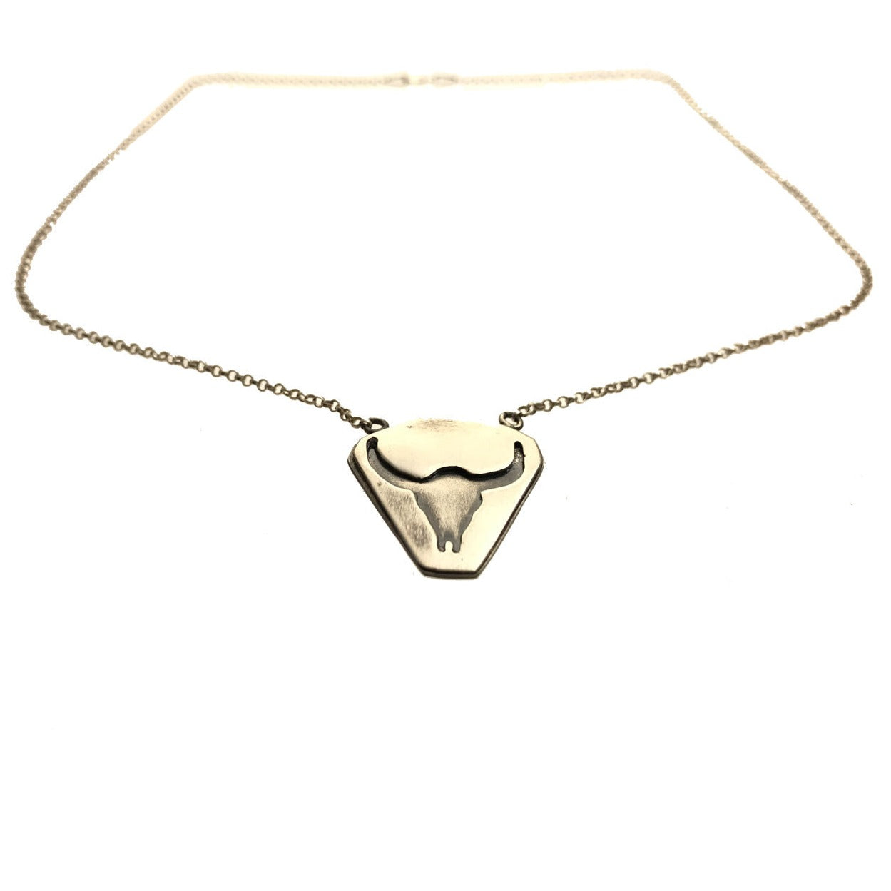 Longhorn Silhouette Pendant Double Ring Necklace #305