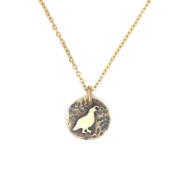 Quail Charm Necklace Round #136CH