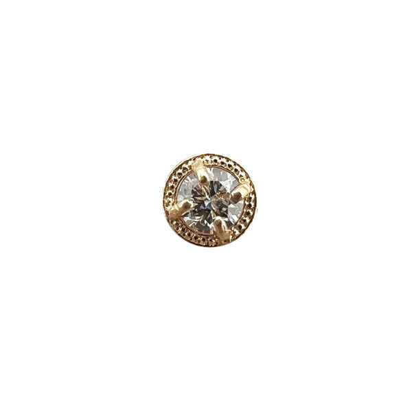 14k Round Nose Ring with Dimond