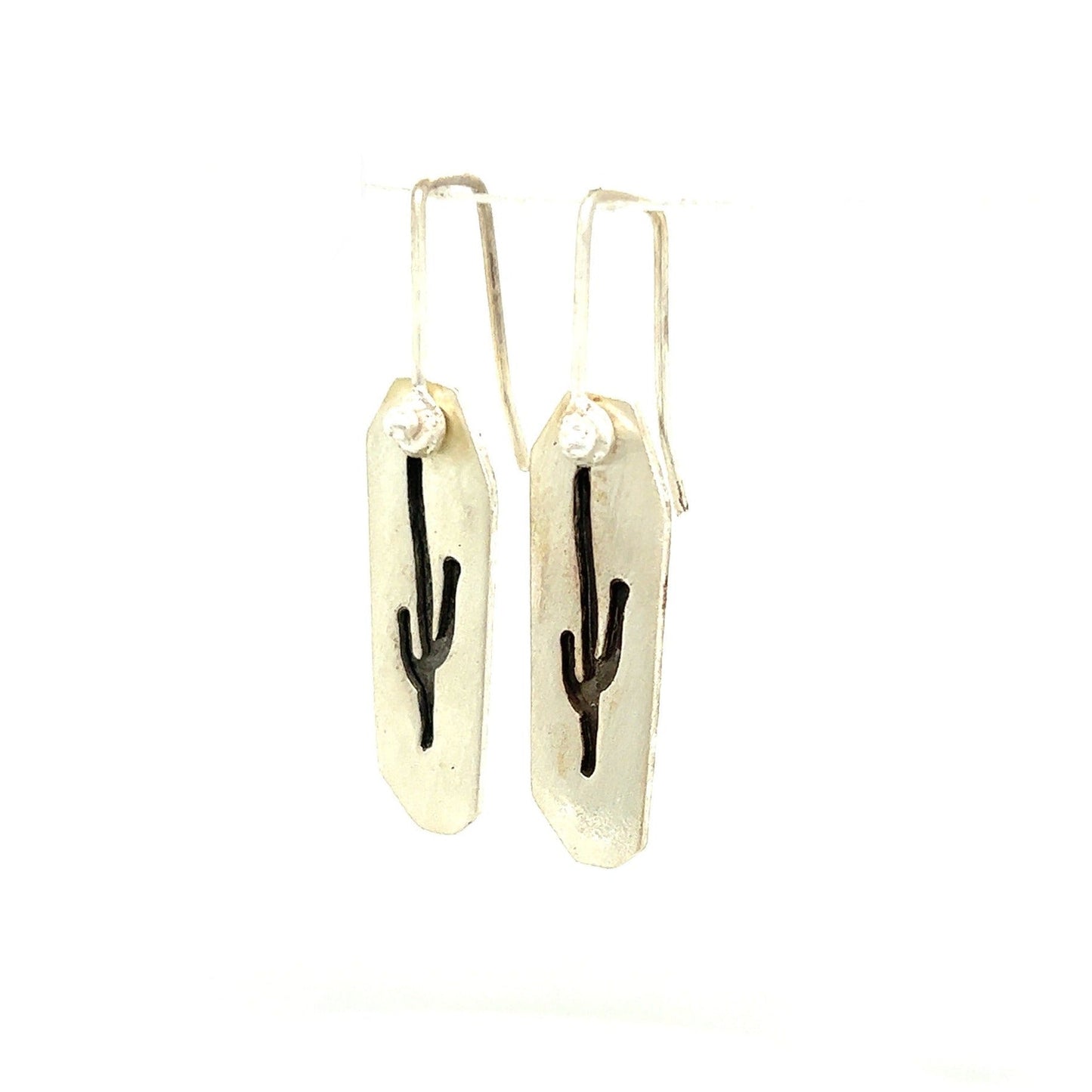 Saguaro Silhouette Earrings with black back and hinge earwires #13B