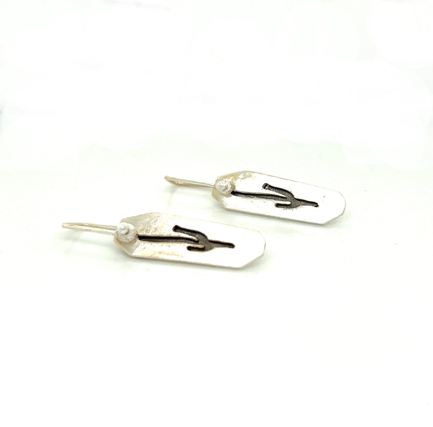 Saguaro Silhouette Earrings with black back and hinge earwires #13B