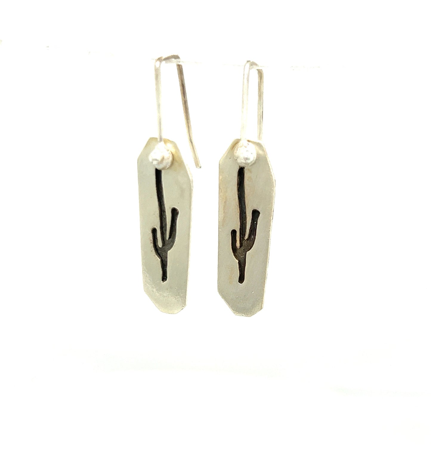 Saguaro Silhouette Earrings with black back and hinge earwires #13B